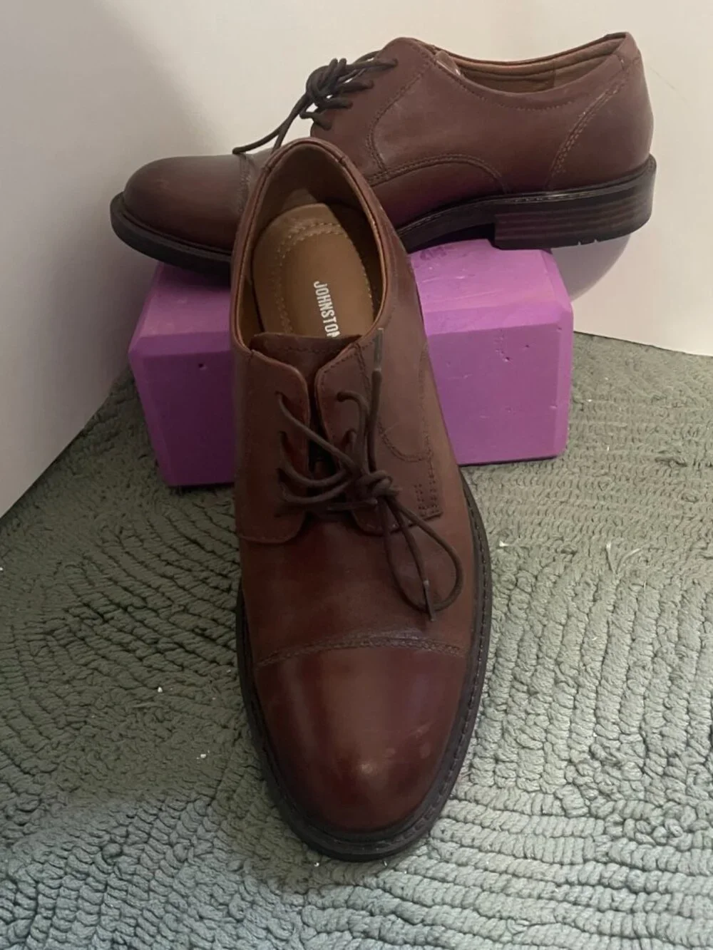 Johnston & Murphy Derby Shoes 8M Brown Tabor Cap Toe